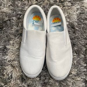 C & C California white slip on shoes
